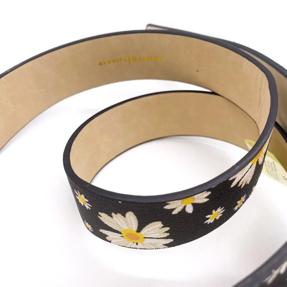 Alessia Massimo Womens Belt Black Floral Print Size S